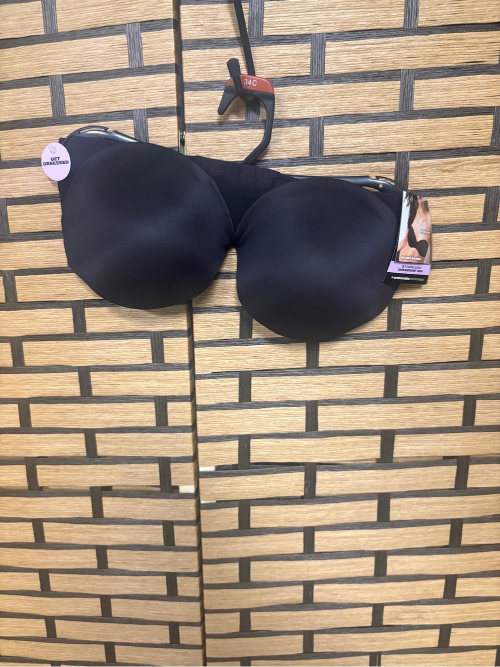 Maidenform Strapless dreamwire black bra size 34c